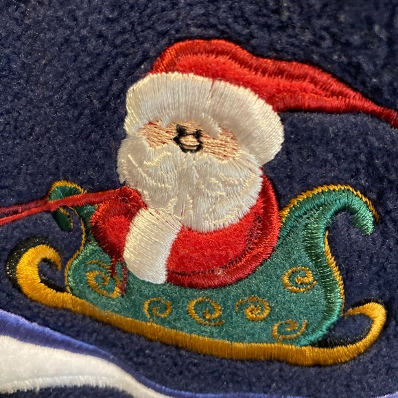 C&B Sport Christmas Button Down Navy Blue Fleece Cardigan Sz 1X - Picture 5 of 8